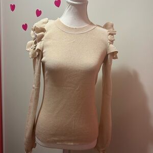 H&M Cream Ruffled Cut-Out Top